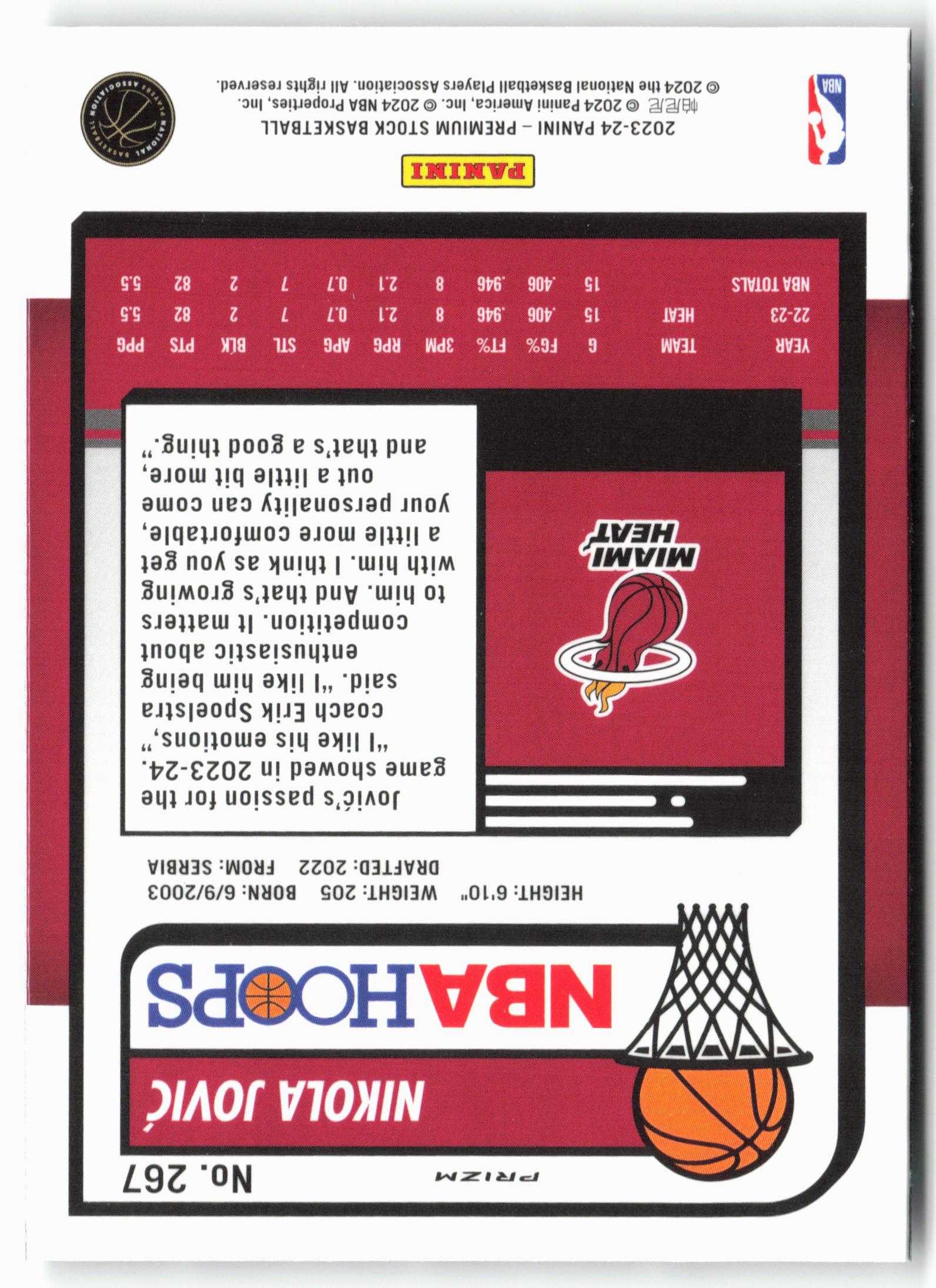 2023-24 Panini Premium Stock #267 Nikola Jovic Seismic Prizm