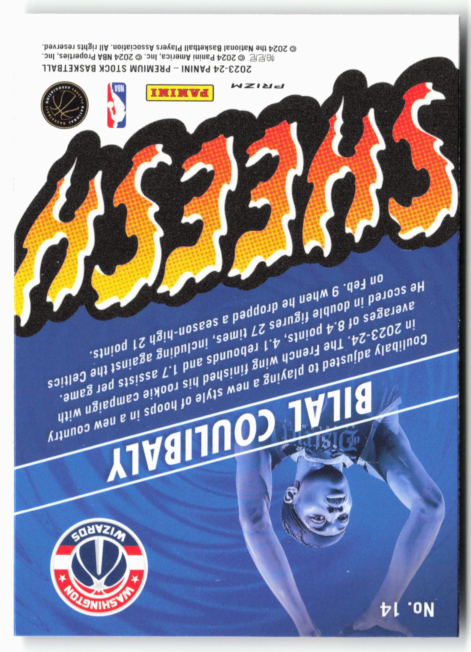 2023-24 Panini Premium Stock #14 Bilal Coulibaly Sheesh Silver Prizm