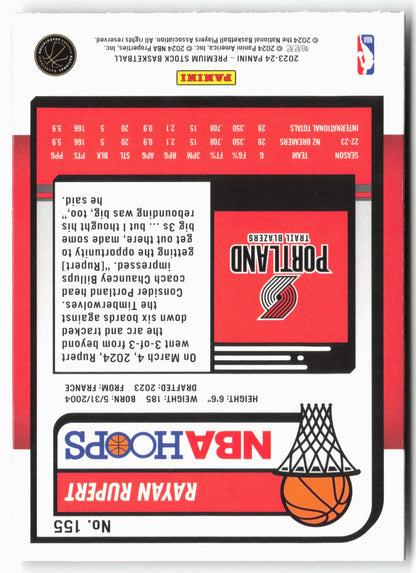 2023-24 Panini Premium Stock #155 Rayan Rupert