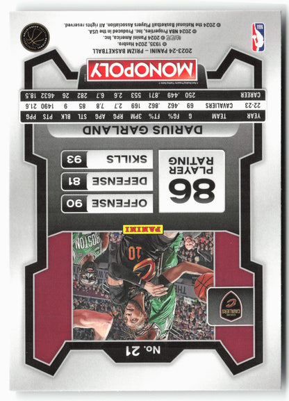 2023-24 Panini Prizm Monopoly #21 Darius Garland