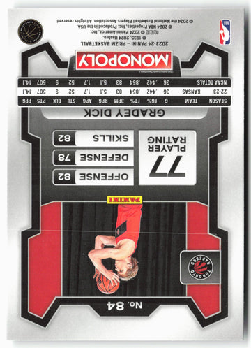 
2023-24 Panini Prizm Monopoly #84 Gradey Dick