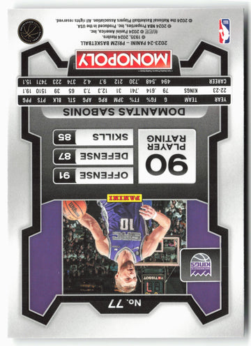
2023-24 Panini Prizm Monopoly #77 Domantas Sabonis