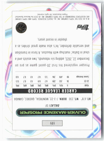 
2023-24 Topps Chrome Cosmic #171 Olivier-Maxence Prosper