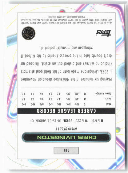 2023-24 Topps Chrome Cosmic #197 Chris Livingston