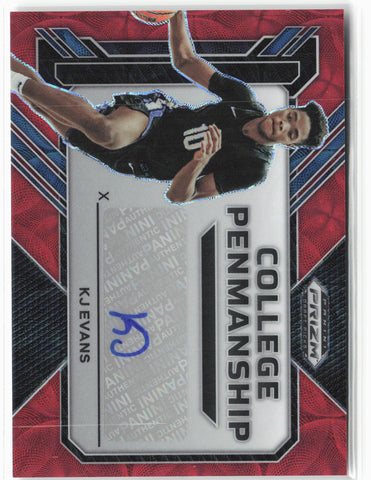 2023 Panini Prizm Draft Picks #CP-KJE KJ Evans Penmanship Choice Red #/40