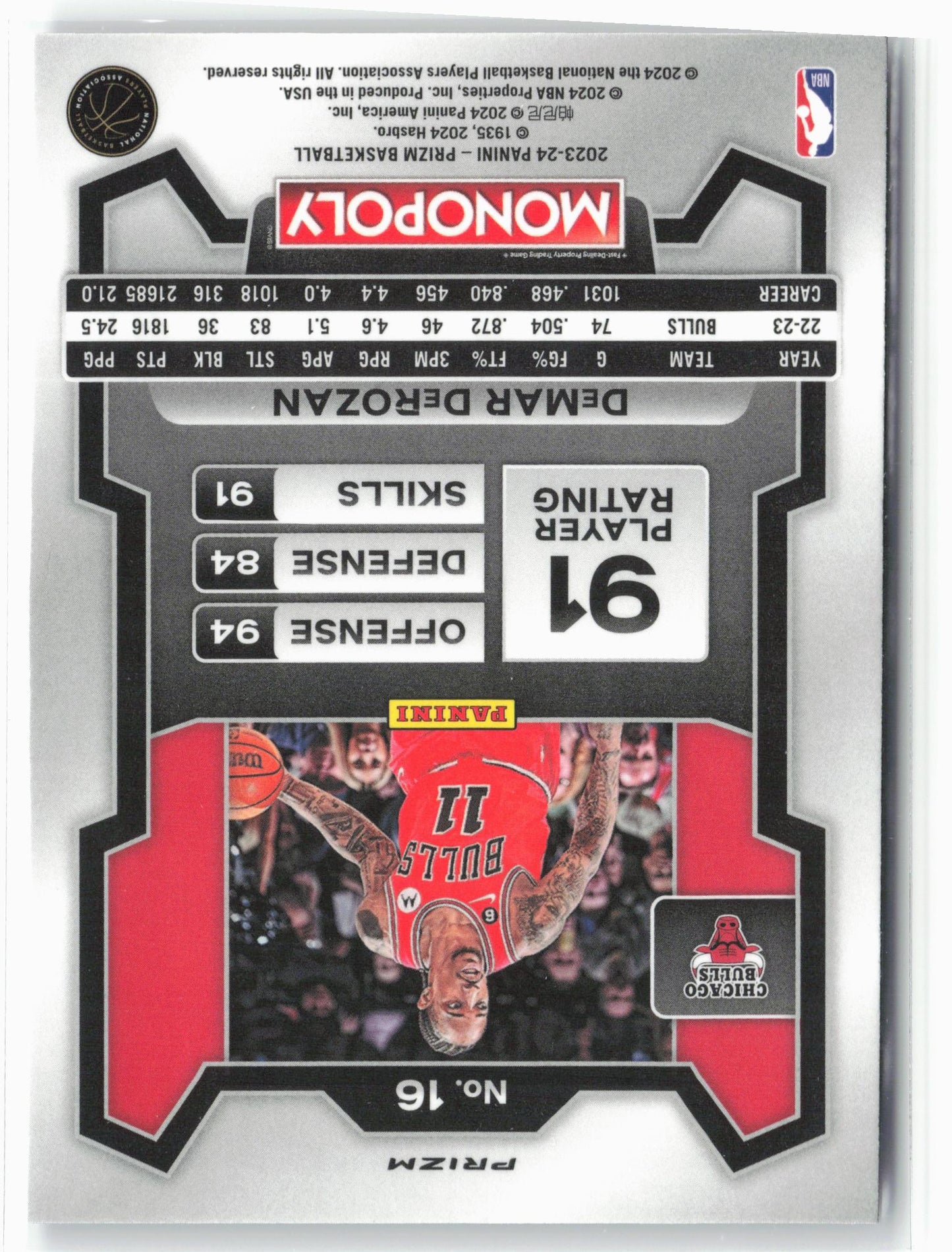 2023-24 Panini Prizm Monopoly #16 DeMar DeRozan Purple