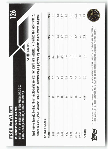 2023-24 Topps Chrome #126 Fred VanVleet