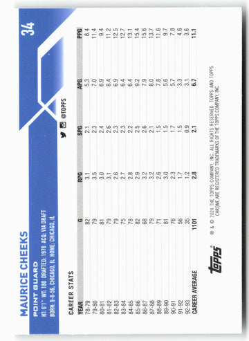 
2023-24 Topps Chrome #34 Maurice Cheeks