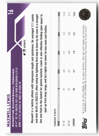 2023-24 Topps Chrome #16 Maxwell Lewis
