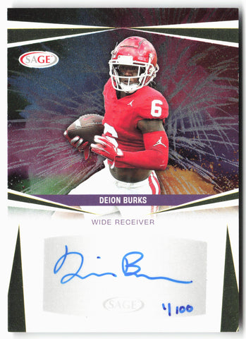 2025 SAGE HIT Low Series #A-DB Deion Burks Autographs Gold #/100