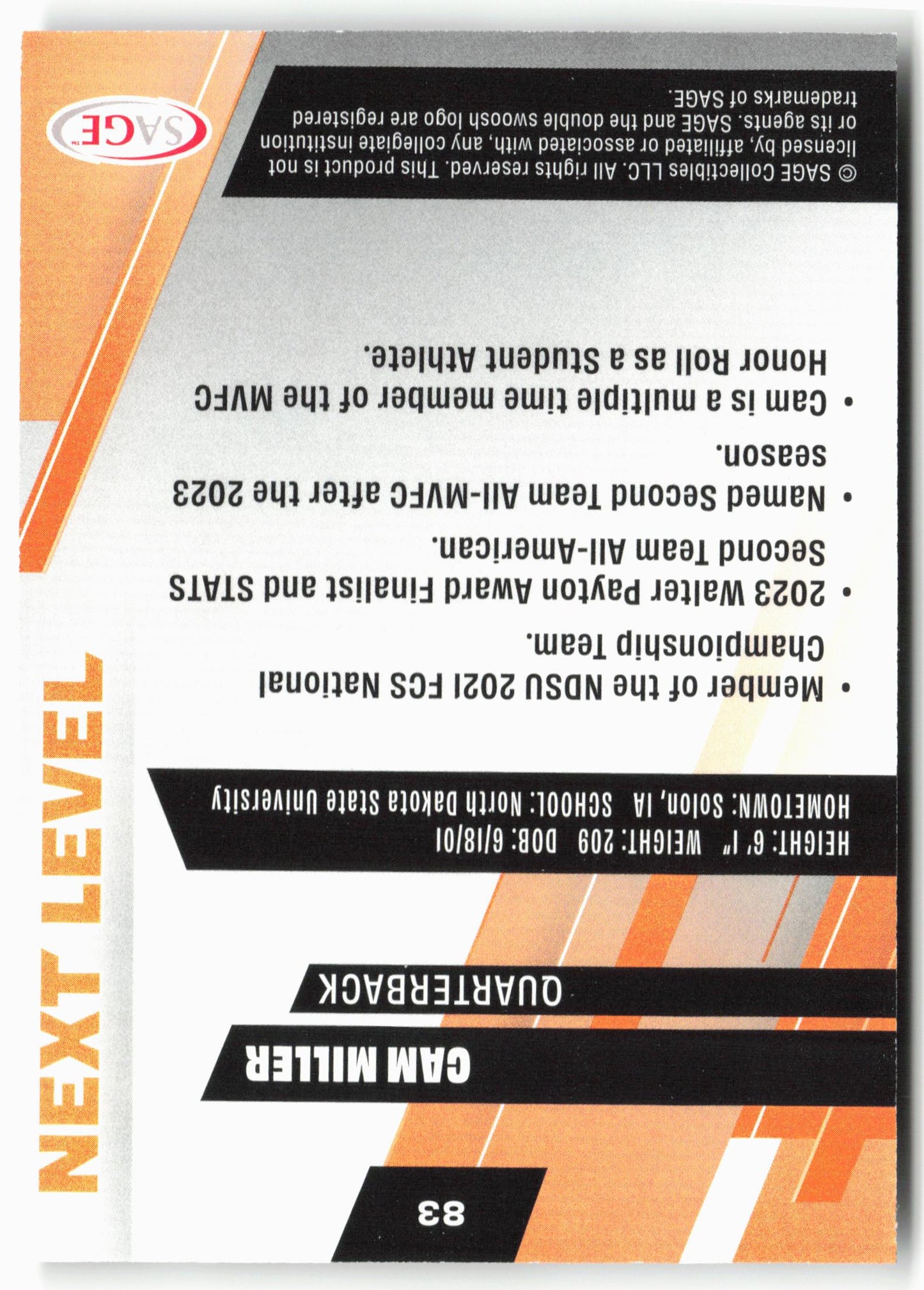 2025 SAGE HIT Low Series #83 Cam Miller Gold