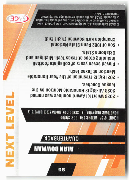 2025 SAGE HIT Low Series #85 Alan Bowman Gold