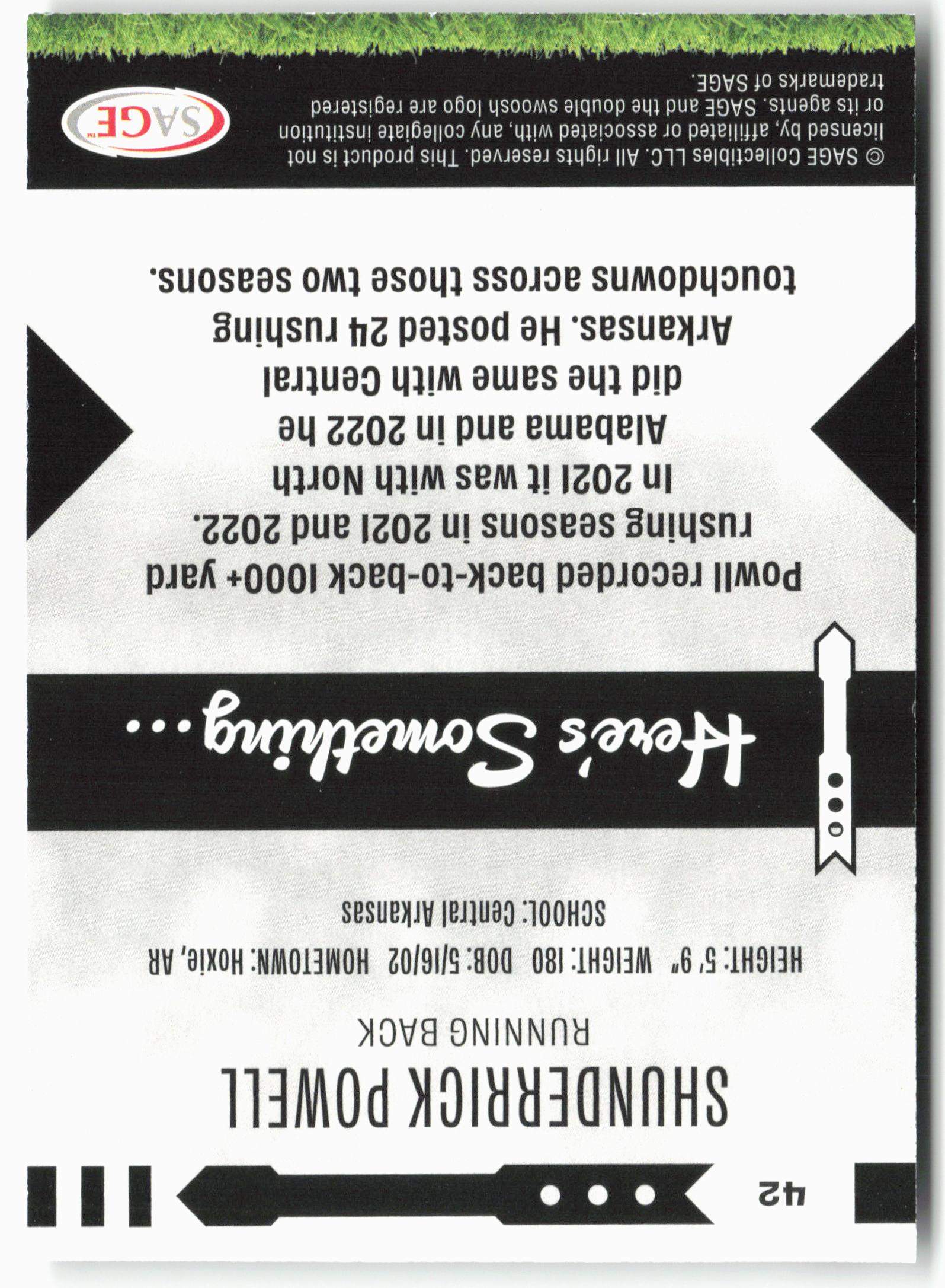 2025 SAGE HIT Low Series #42 ShunDerrick Powell