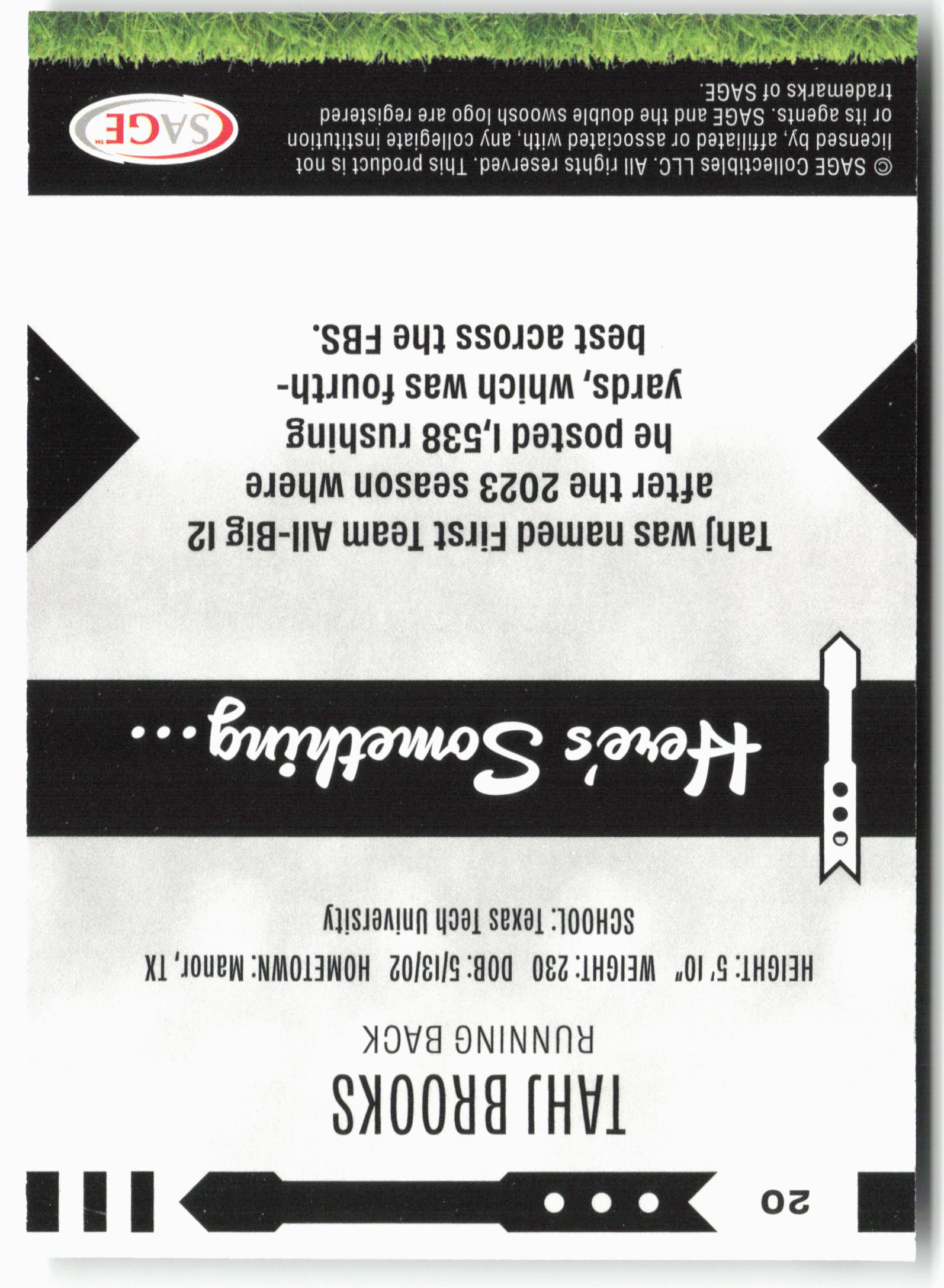 2025 SAGE HIT Low Series #20 Tahj Brooks