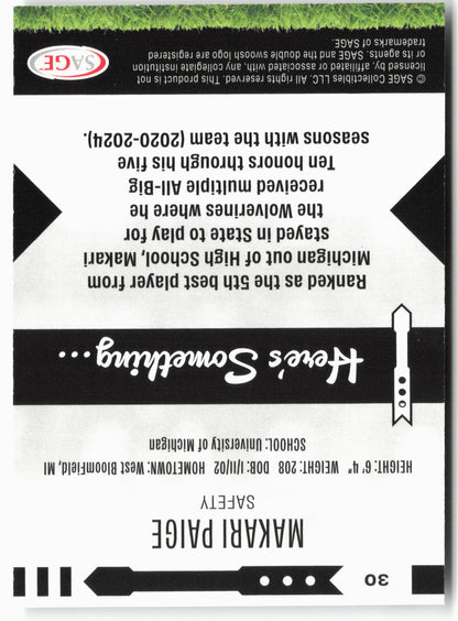 2025 SAGE HIT Low Series #30 Makari Paige Gold