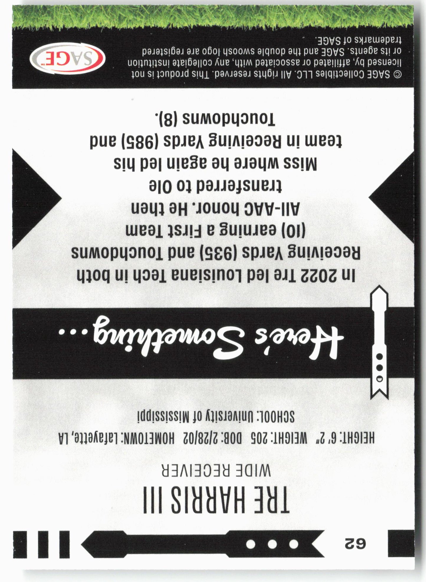 2025 SAGE HIT Low Series #62 Tre Harris Ill