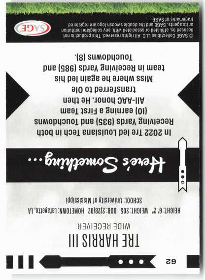 2025 SAGE HIT Low Series #62 Tre Harris Ill