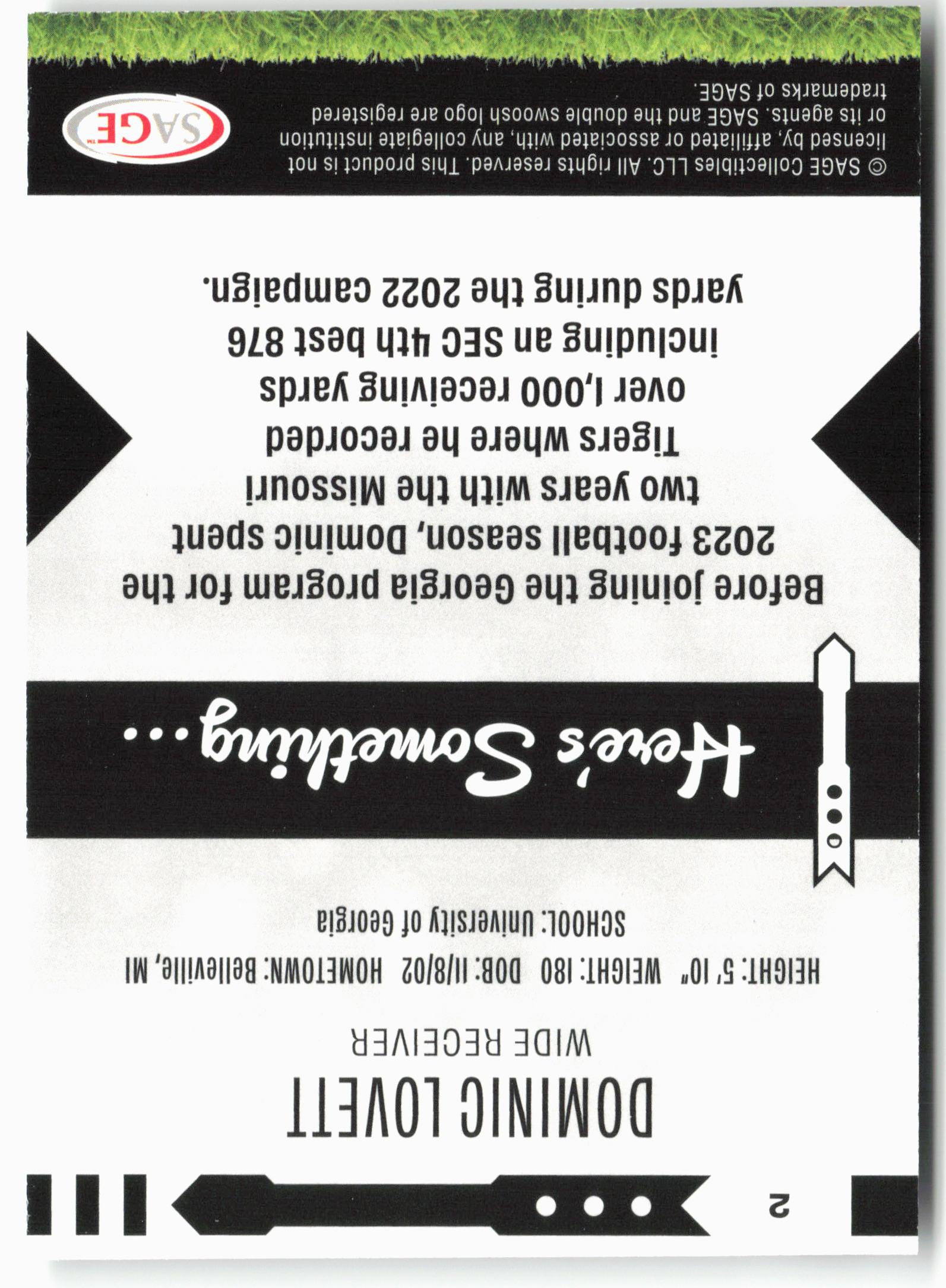 2025 SAGE HIT Low Series #2 Dominic Lovett Gold