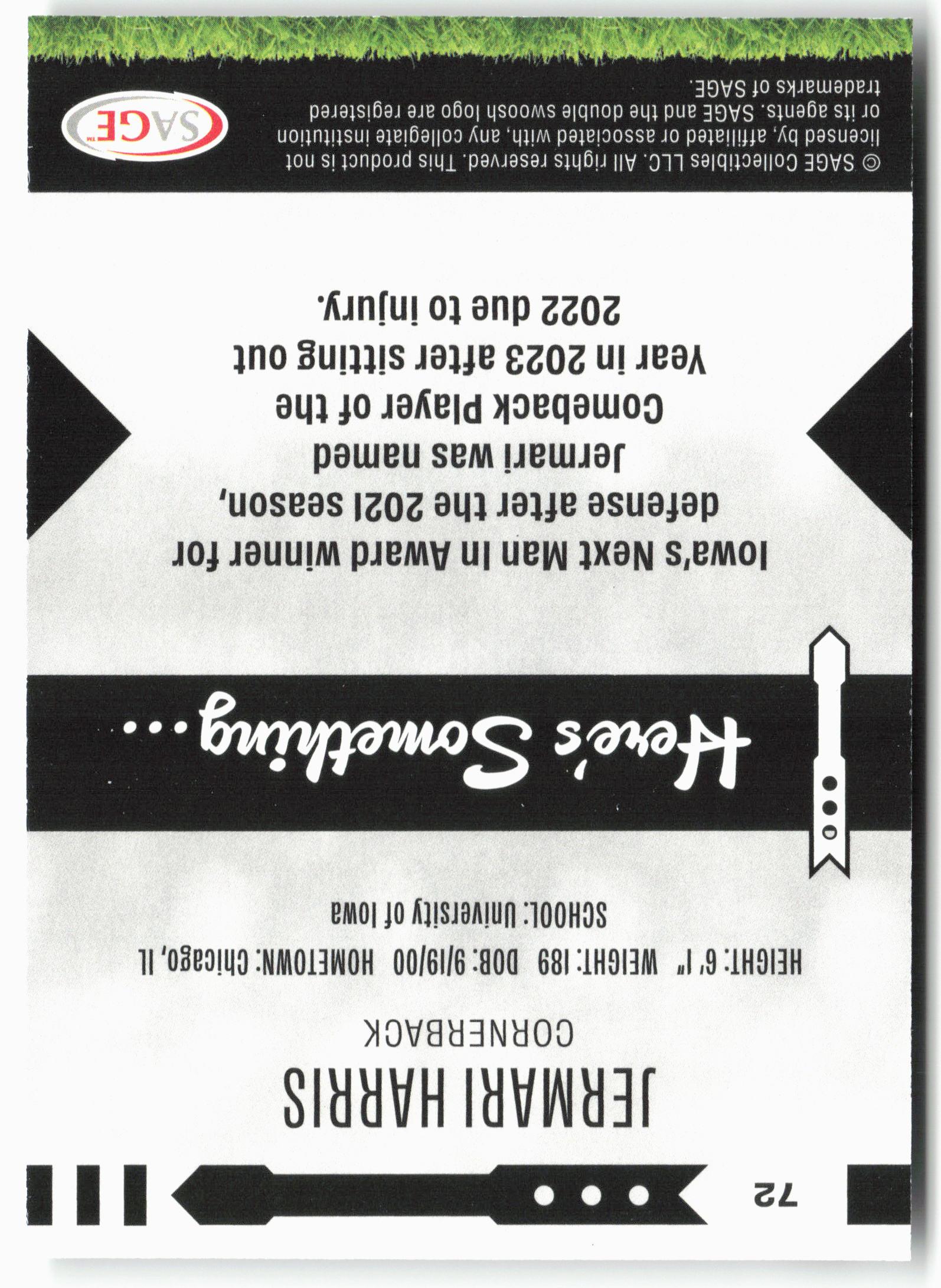 2025 SAGE HIT Low Series #72 Jermari Harris