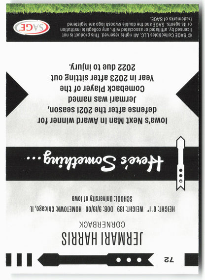 2025 SAGE HIT Low Series #72 Jermari Harris