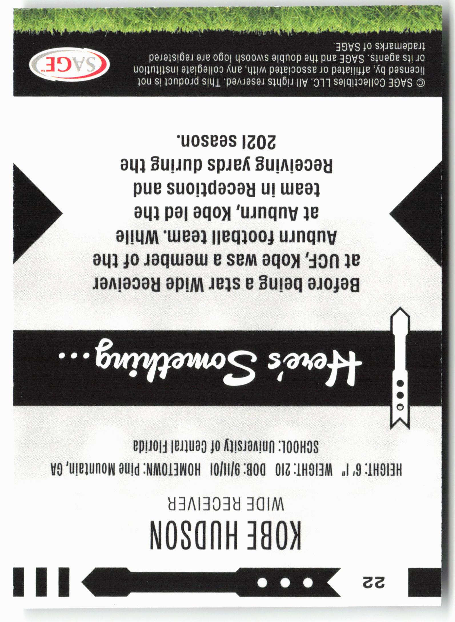 2025 SAGE HIT Low Series #22 Kobe Hudson Gold