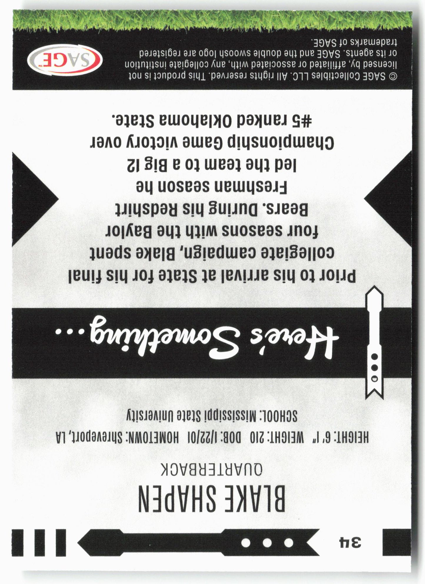 2025 SAGE HIT Low Series #34 Blake Shapen