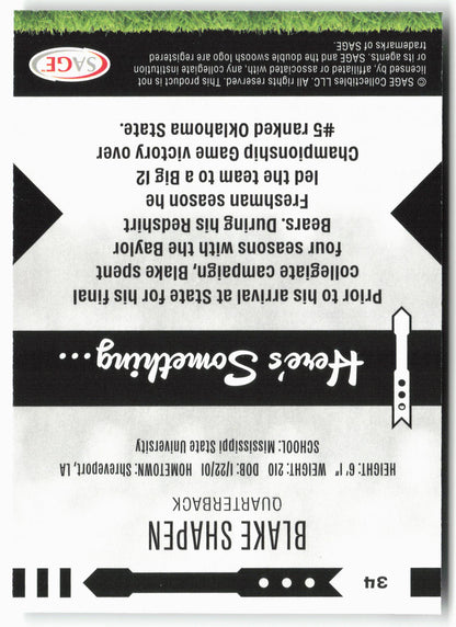 2025 SAGE HIT Low Series #34 Blake Shapen