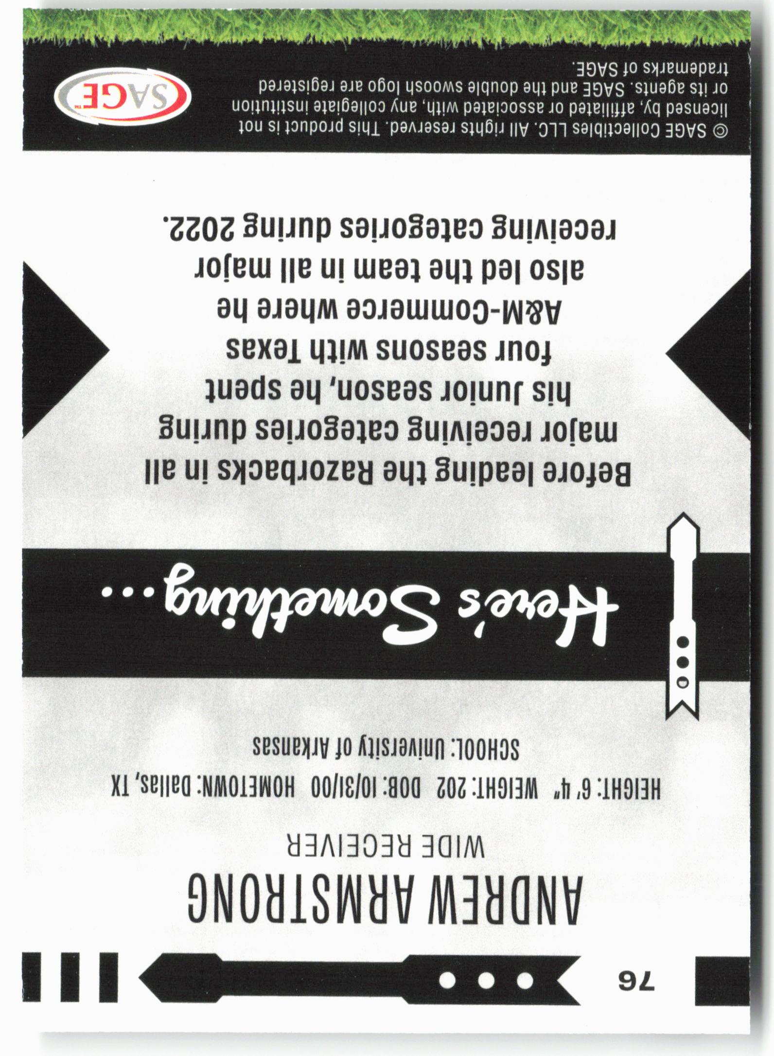 2025 SAGE HIT Low Series #76 Andrew Armstrong