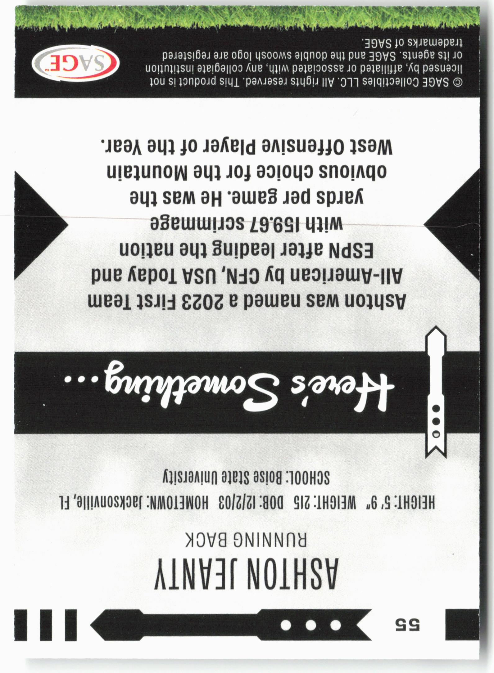 2025 SAGE HIT Low Series #55 Ashton Jeanty