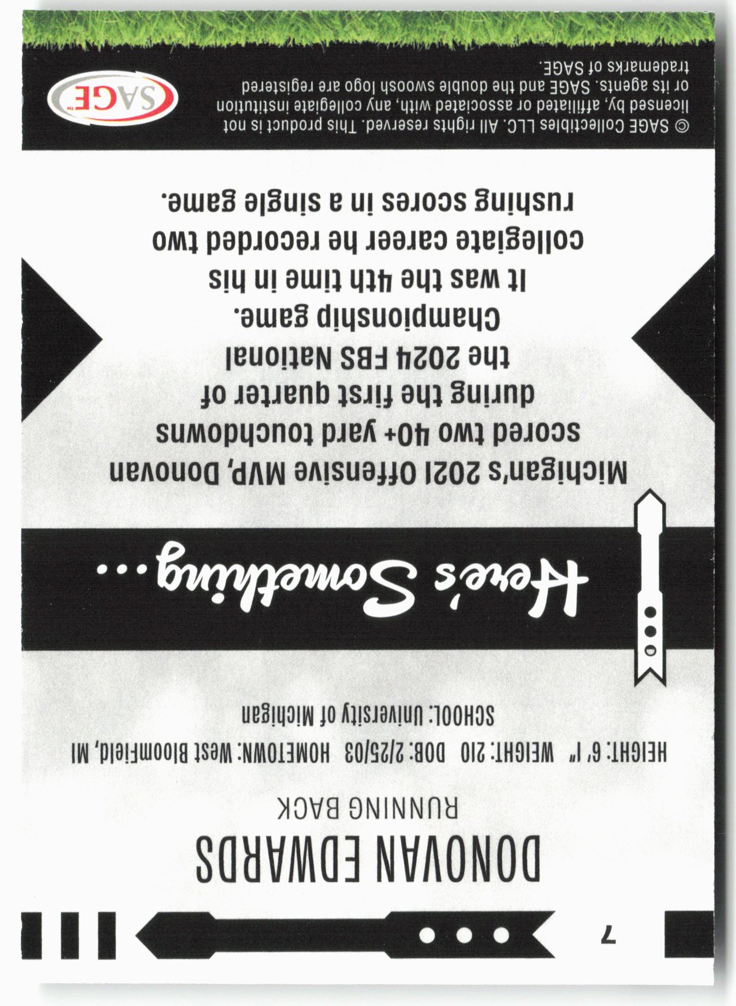 2025 SAGE HIT Low Series #7 Donovan Edwards