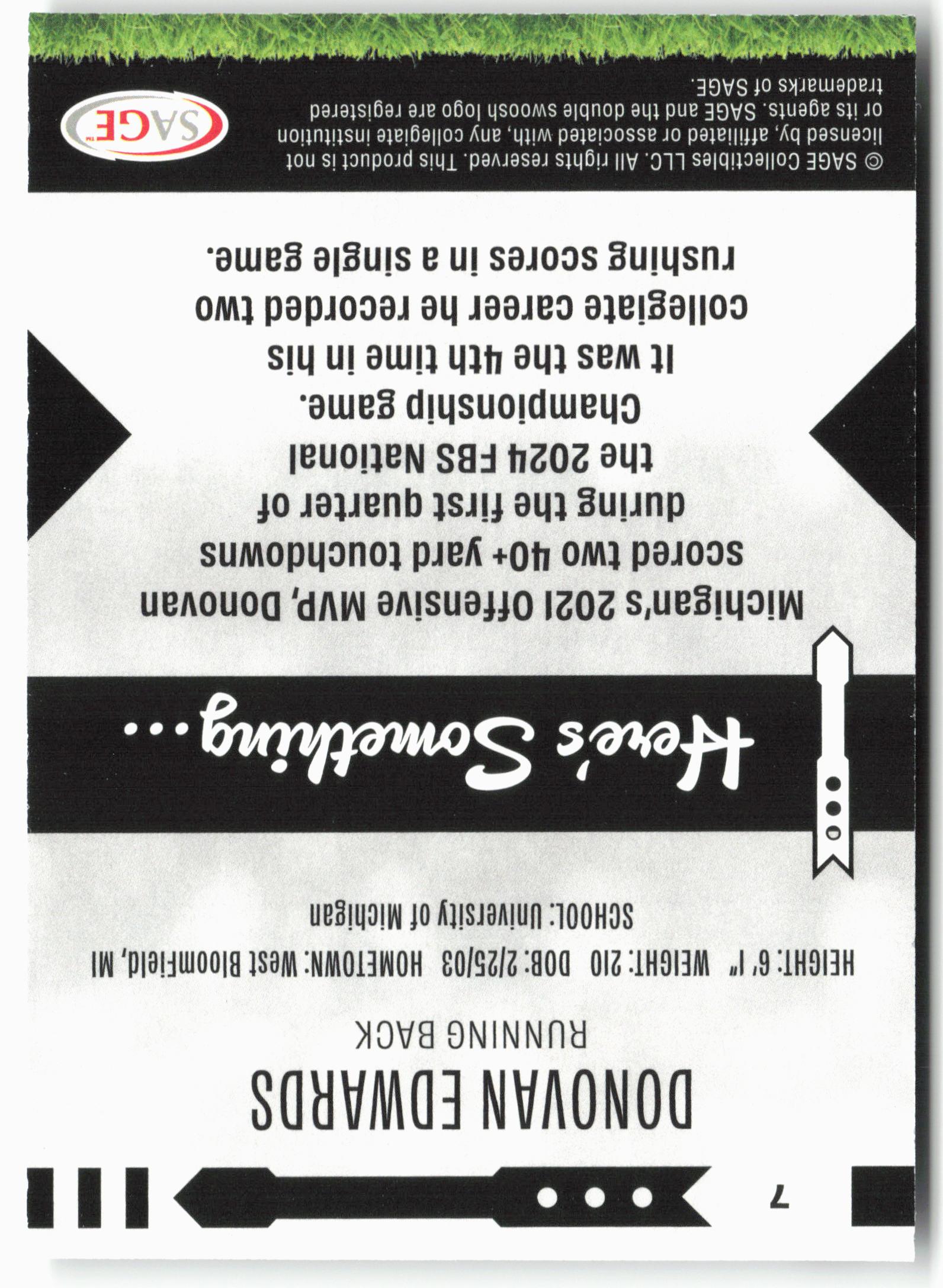 2025 SAGE HIT Low Series #7 Donovan Edwards