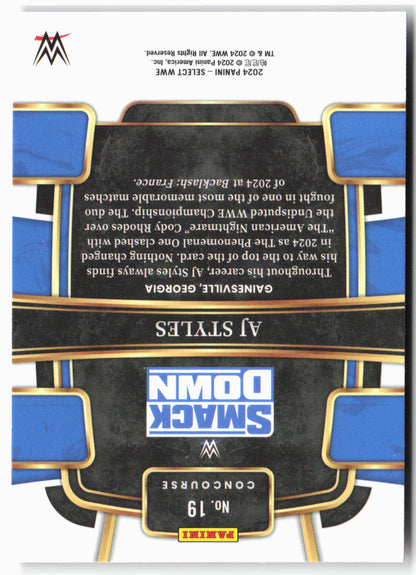 2024 Panini Select WWE #19 AJ Styles Red and Blue