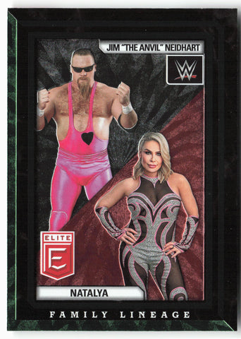 2023 Donruss Elite WWE #2 Natalya / Jim Neidhart Family Lineage Green