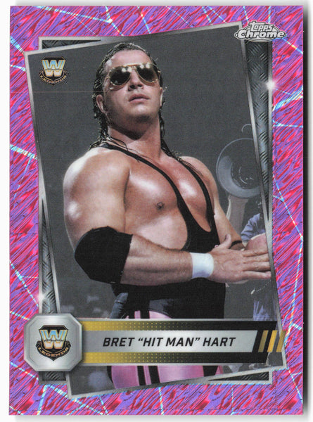 2025 Topps Chrome WWE #7 Bret "Hit Man" Hart Pink Shimmer Refractor