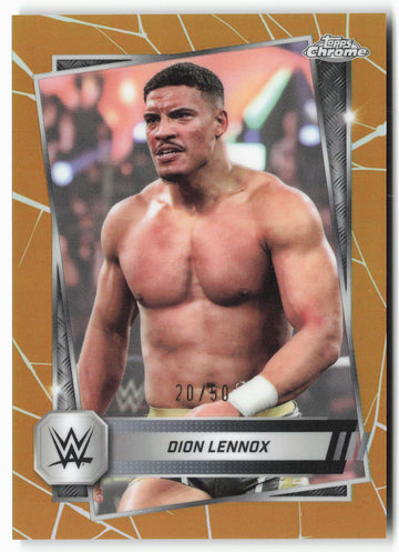 
2025 Topps Chrome WWE #127 Dion Lennox Gold Refractor
