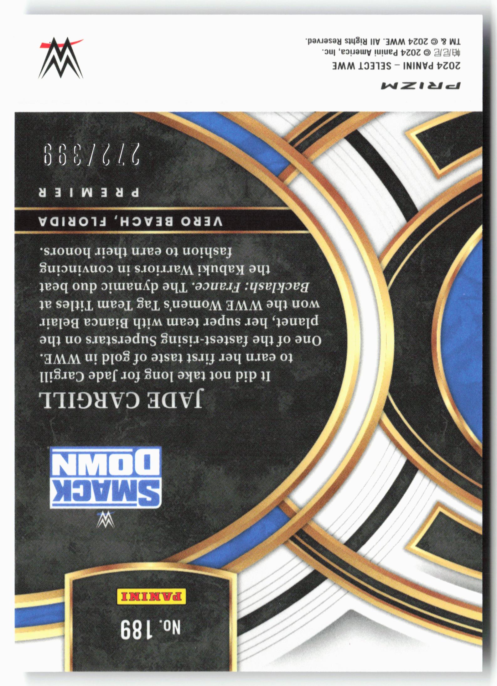 2024 Panini Select WWE #54 Jade Cargill Black and Blue Prizms