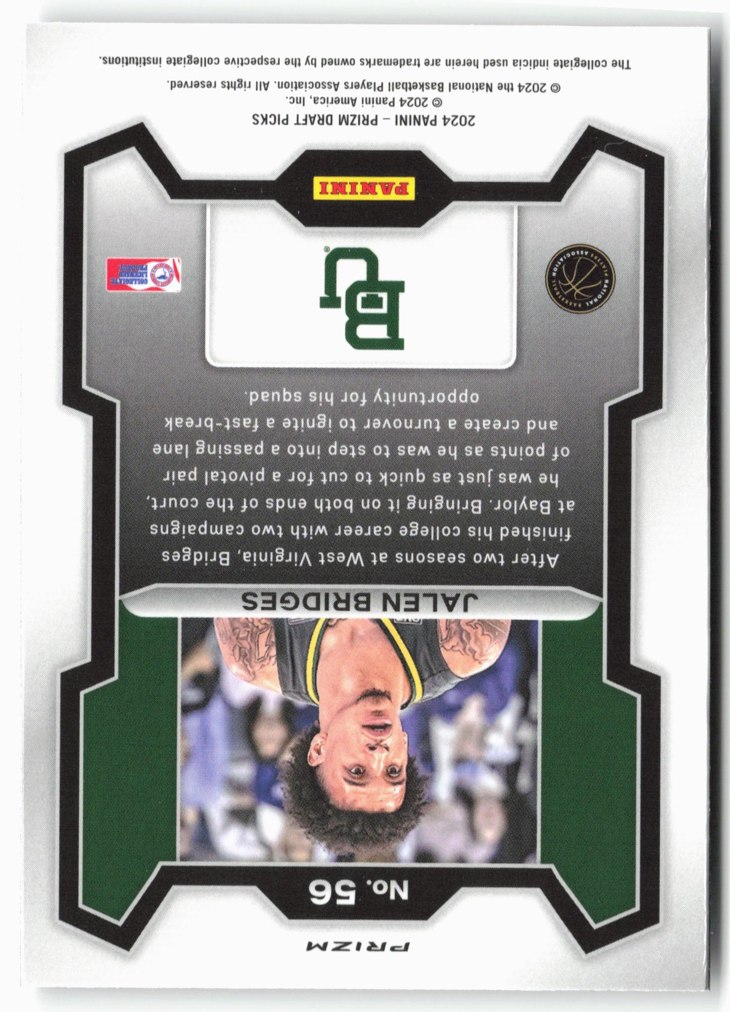 2024 Panini Prizm Draft Picks #56 Jalen Bridges Silver Prizms