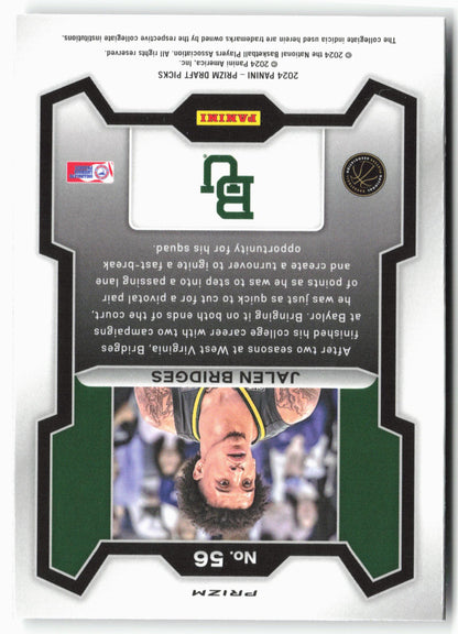 2024 Panini Prizm Draft Picks #56 Jalen Bridges Silver Prizms