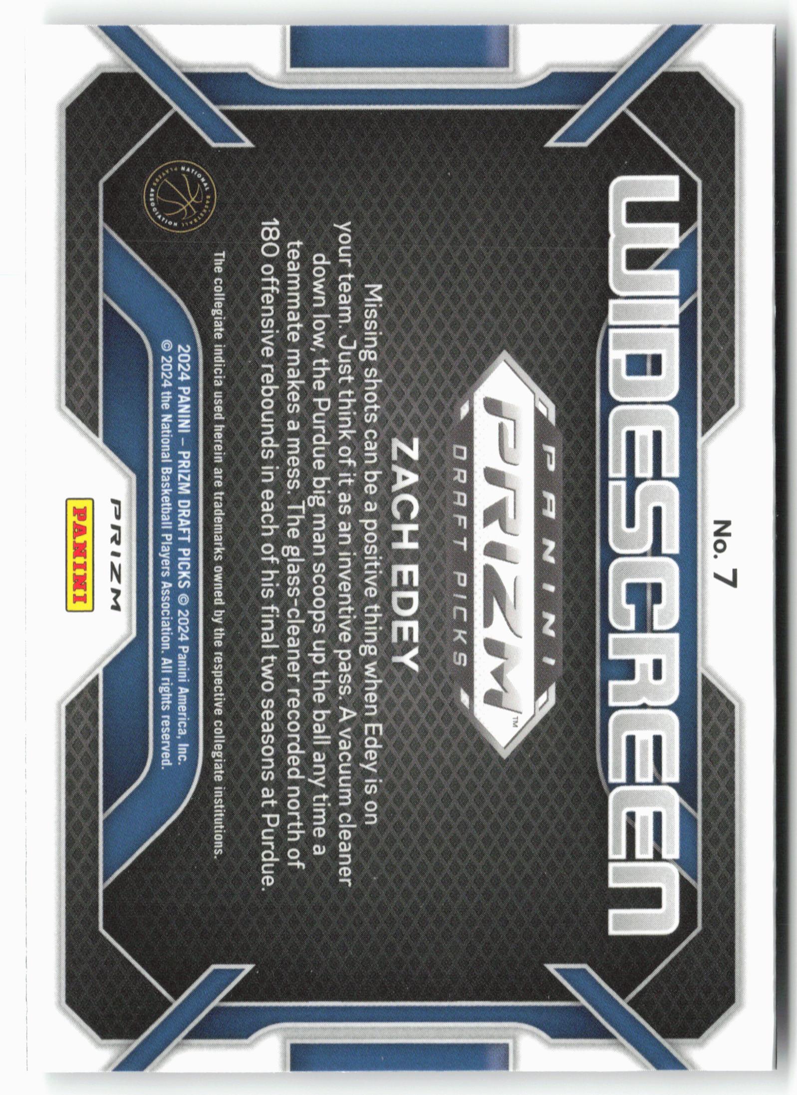 2024 Panini Prizm Draft Picks #7 Zach Edey Widescreen Silver Prizms