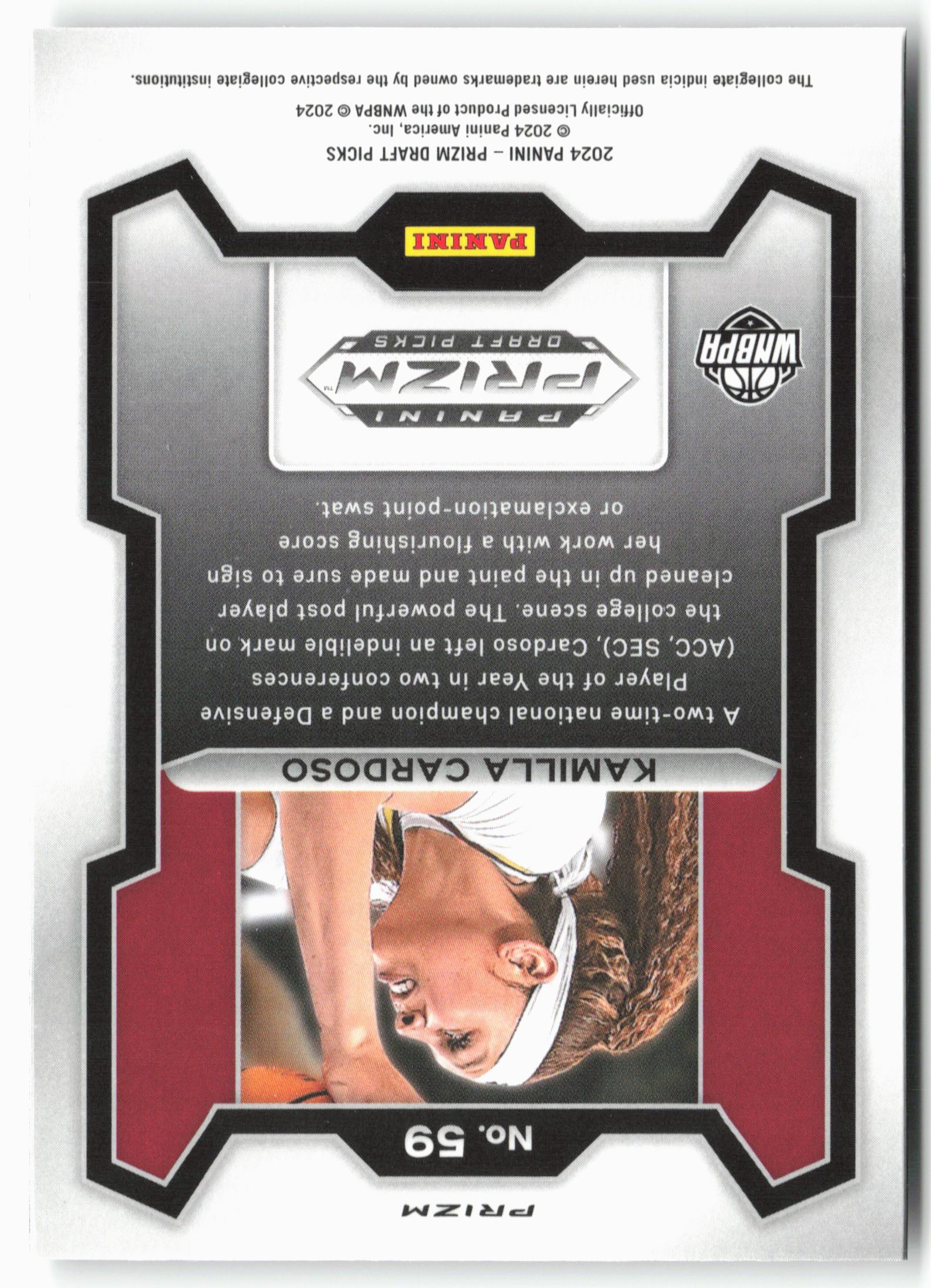 2024 Panini Prizm Draft Picks #59 Kamilla Cardoso Silver Prizms