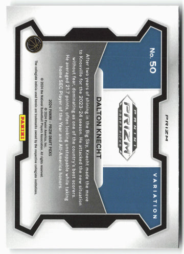 
2024 Panini Prizm Draft Picks #50 Dalton Knecht Silver Prizms