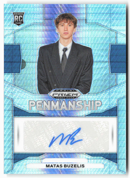 Matas Buzelis 2024 Panini Prizm Draft Picks Rookie Penmanship Auto Silver P-MBZ