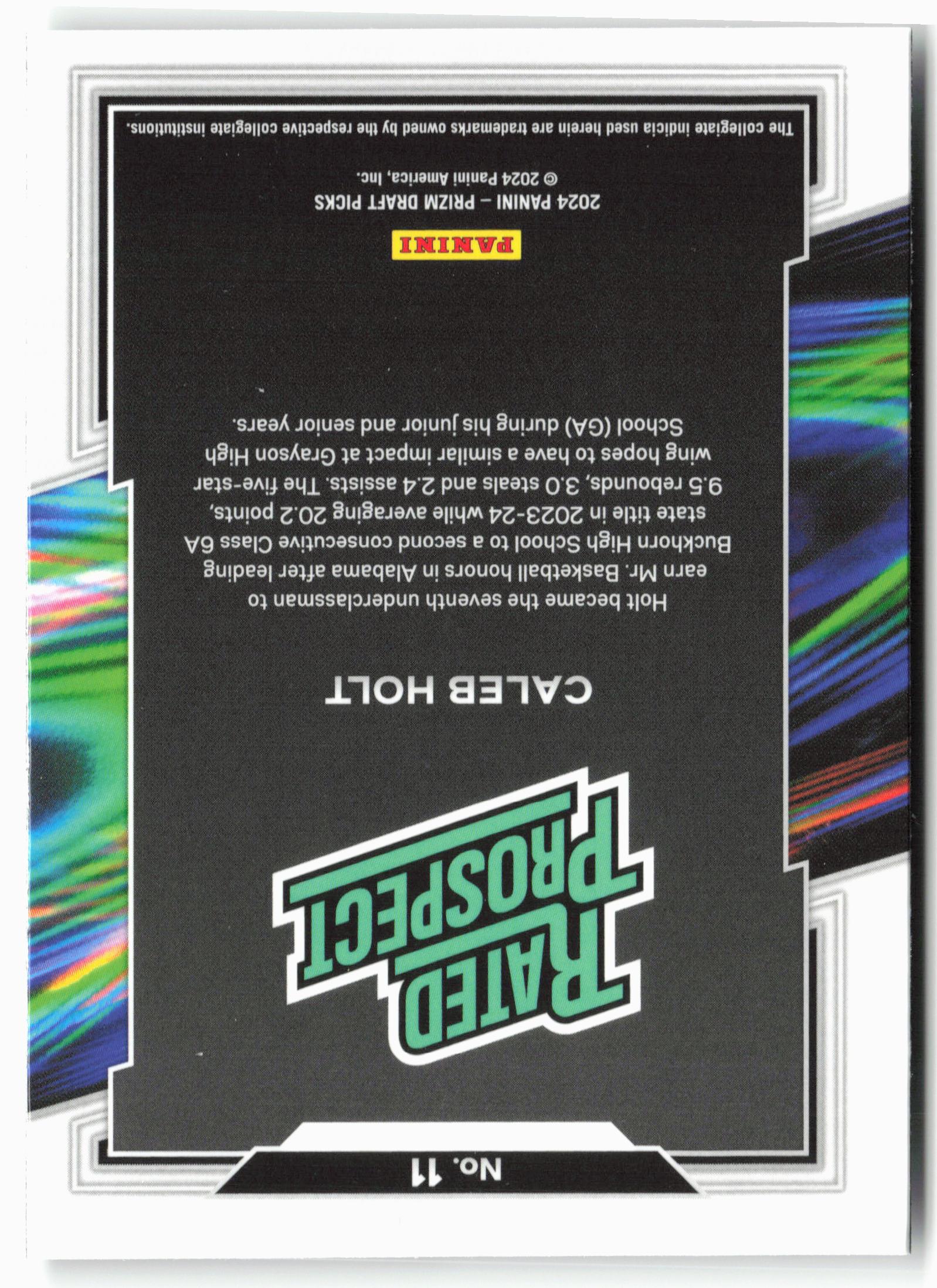 2024 Panini Prizm Draft Caleb Holt Rated Prospect