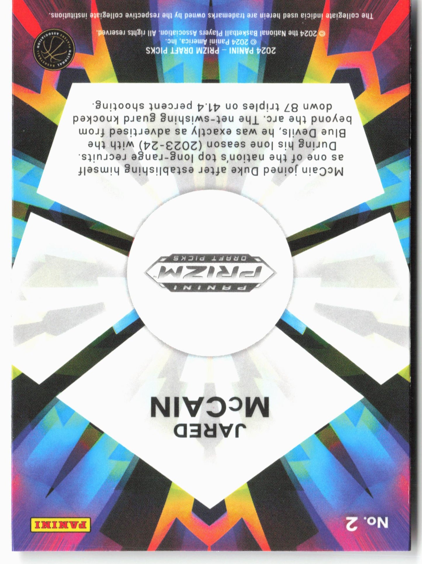 2024 Panini Prizm Draft Picks Basketball Jared McCain #2 Kaleidoscopic