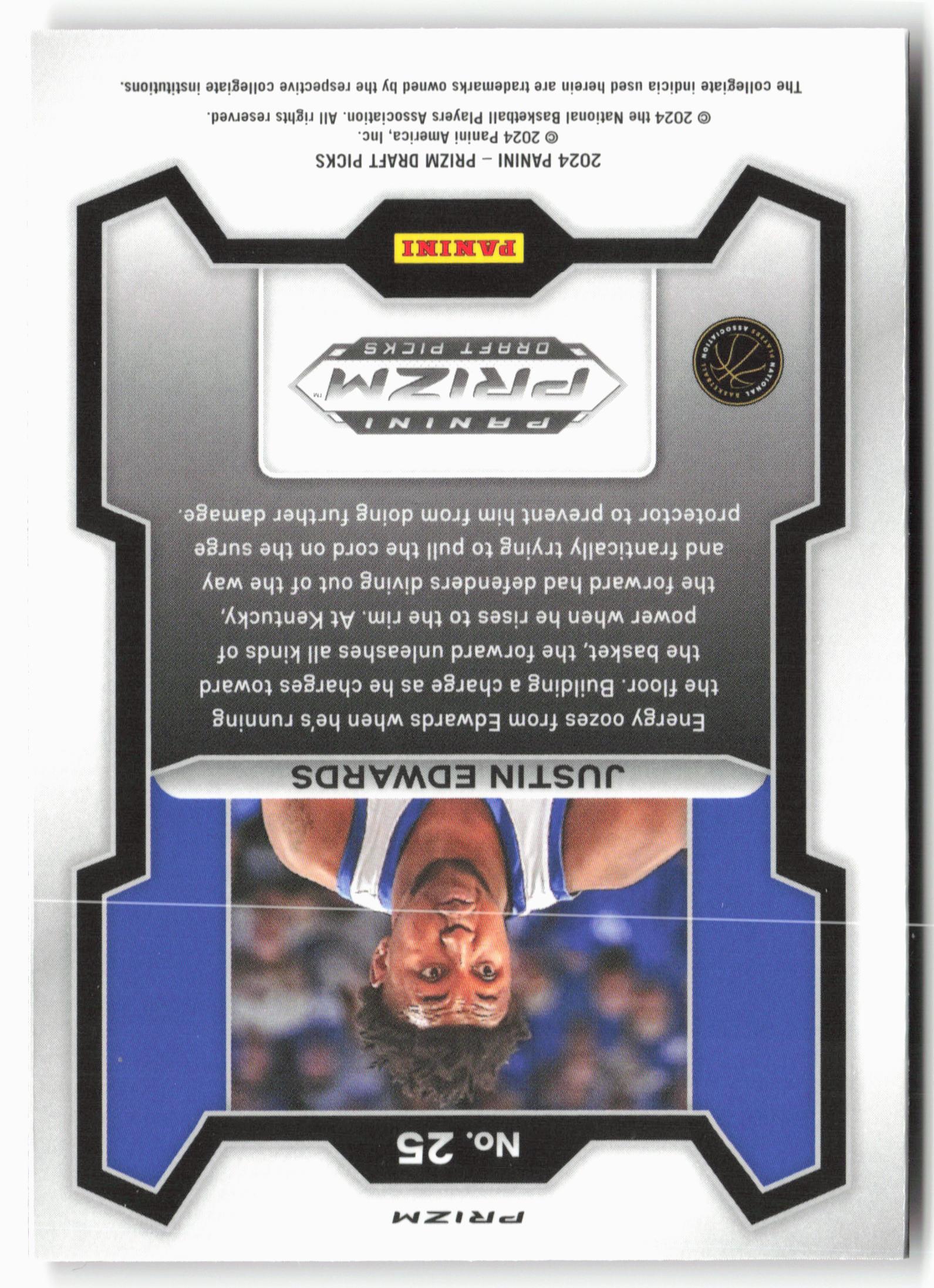 2024 Panini Prizm Draft Picks #25 Justin Edwards Red Wave Prizms