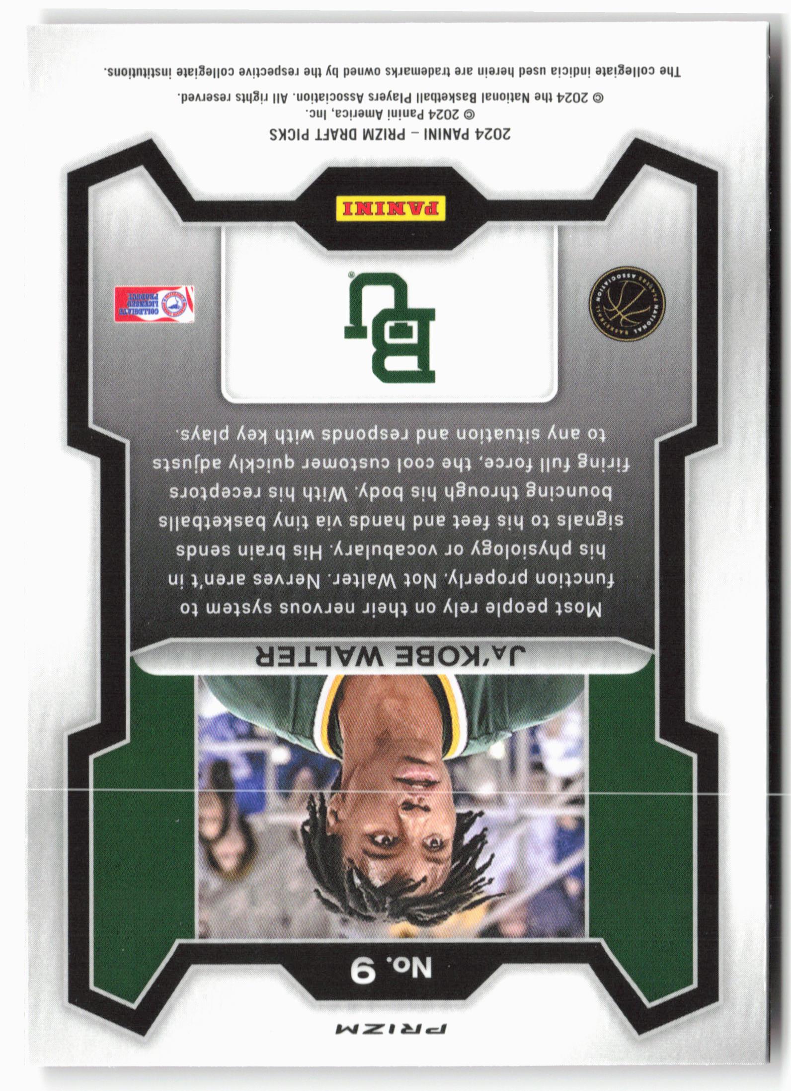 2024 Panini Prizm Draft Picks #9 Ja'Kobe Walter Red Wave Prizms