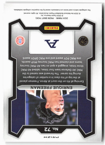
2024 Panini Prizm Draft Picks #72 Enrique Freeman Red Wave Prizms