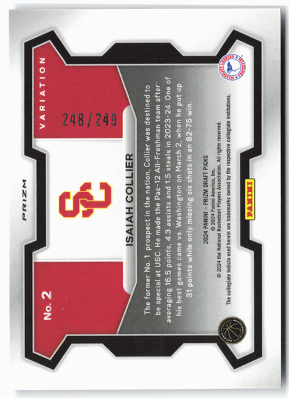 2024 Panini Prizm Draft Picks #2 Isaiah Collier Blue Wave Prizms