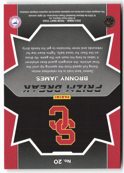 2024 Panini Prizm Draft Picks #20 Bronny James Jr. Prizm Break