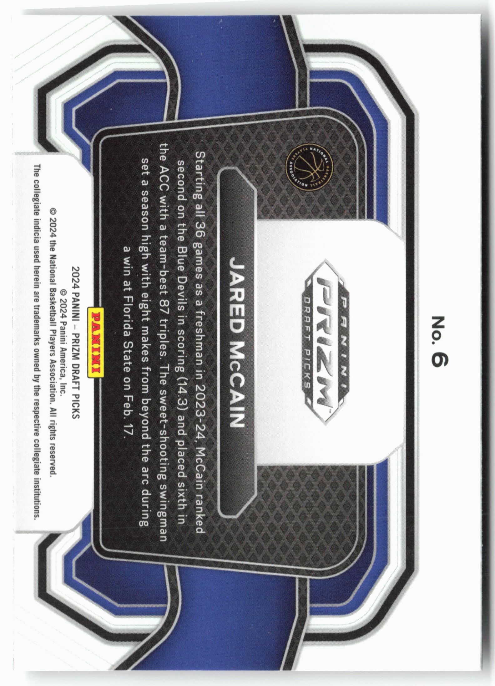 2024 Panini Prizm Draft Picks Campus Legends #6 Jared McCain
